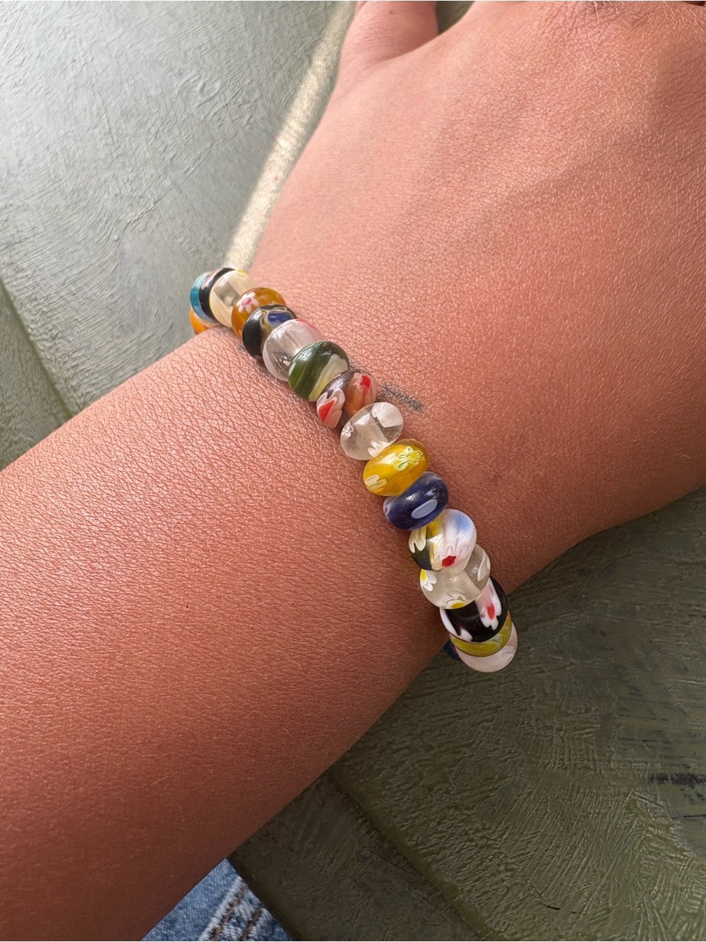 Multicolor Glass Bead Stretch Bracelet - Women's Jewelry